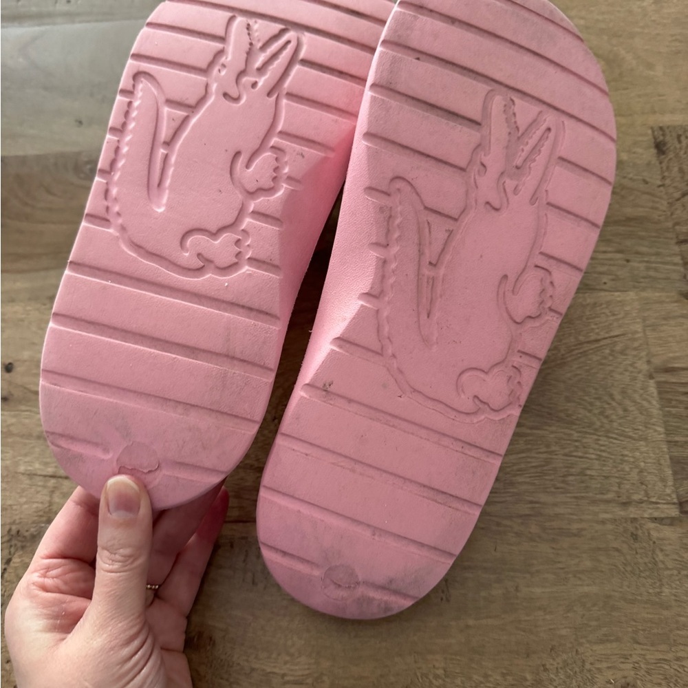 Lacoste Croco 2.0 Light Pink Slide Sandals - Picture 6 of 8